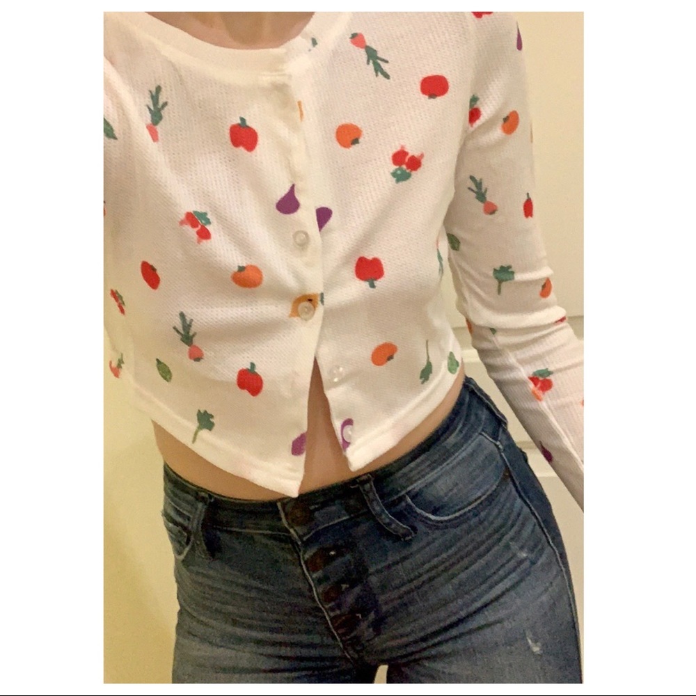 WILL RE-STOCK🔥y2k crop fruit pattern cardigan - Picture 6 of 10